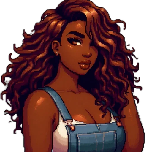 dress, hair, face, pixel art transparent PNG cut-out