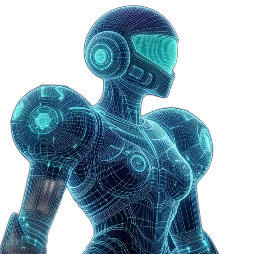 robot, weapon, 3d render, cyberpunk transparent PNG cut-out