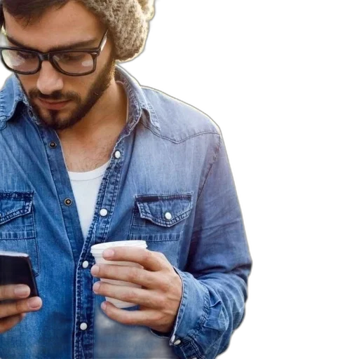 jacket, man, denim, shirt transparent PNG cut-out