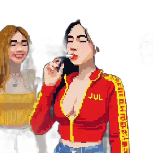 jacket, jewelry, pixel art, concept art transparent PNG cut-out