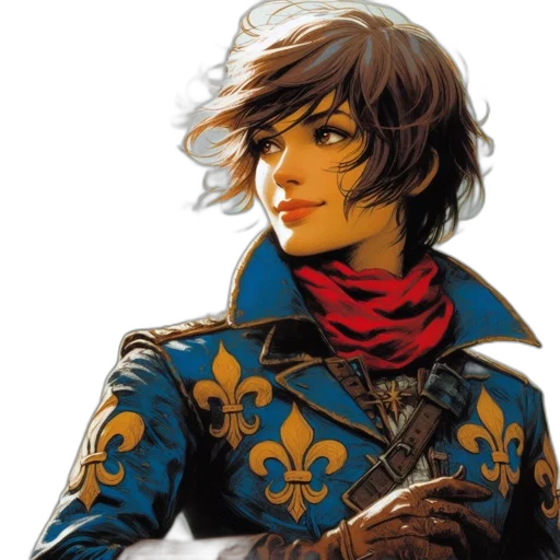 jacket, face, staff, sword transparent PNG cut-out