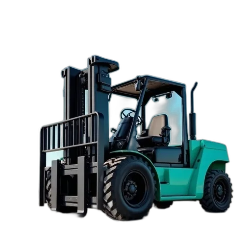 black, teal, forklift, large transparent PNG cut-out