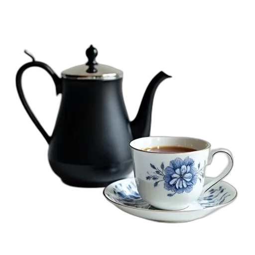 photorealistic, 3d render, black, teapot transparent PNG cut-out