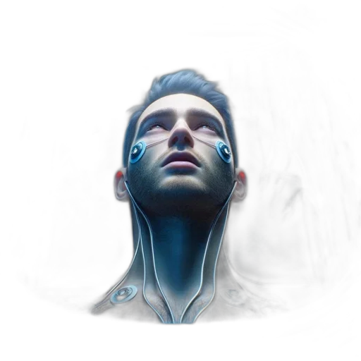 face, robot, concept art, photorealistic transparent PNG cut-out