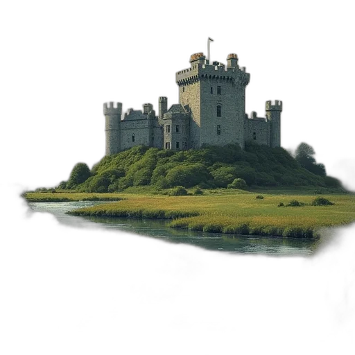 crown, building, dragon, sword transparent PNG cut-out