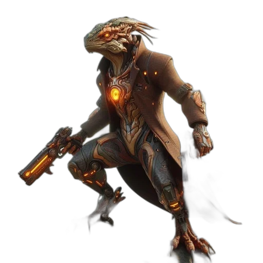dragon, creature, staff, robot transparent PNG cut-out