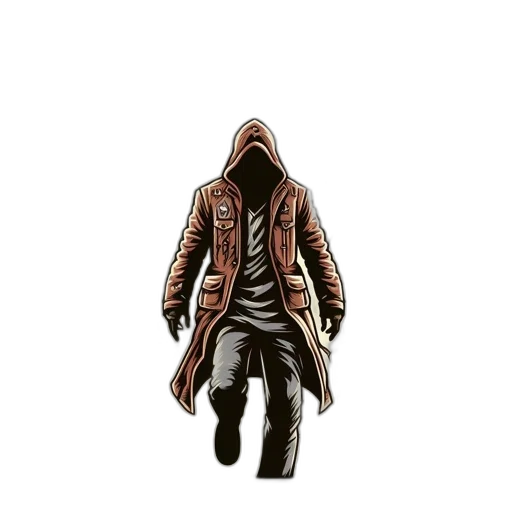 jacket, mask, creature, weapon transparent PNG cut-out