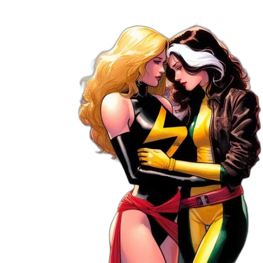 comic book art, concept art, two, female transparent PNG cut-out