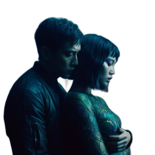 cyberpunk, outer space, neon lights, underwater transparent PNG cut-out