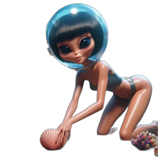 robot, creature, dress, hair transparent PNG cut-out
