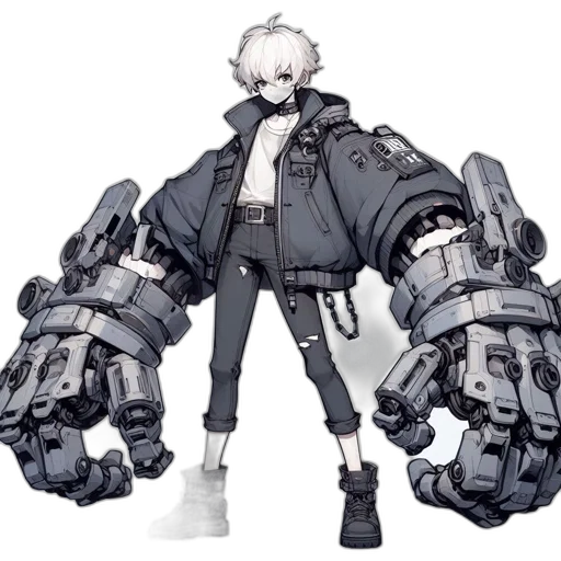 robot, jacket, weapon, creature transparent PNG cut-out