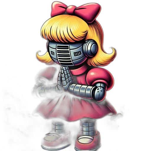 robot, cartoon, pixel art, concept art transparent PNG cut-out