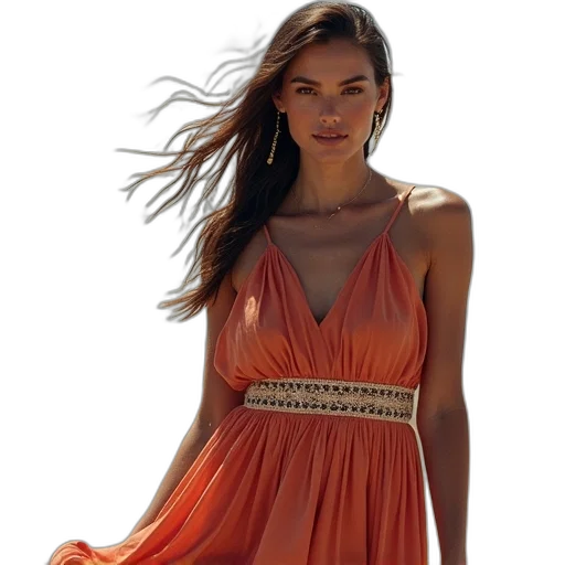 dress, jewelry, photorealistic, earth tones transparent PNG cut-out