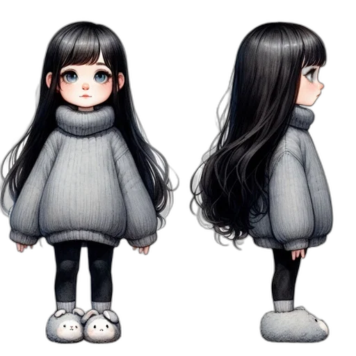 dress, hair, creature, jacket transparent PNG cut-out