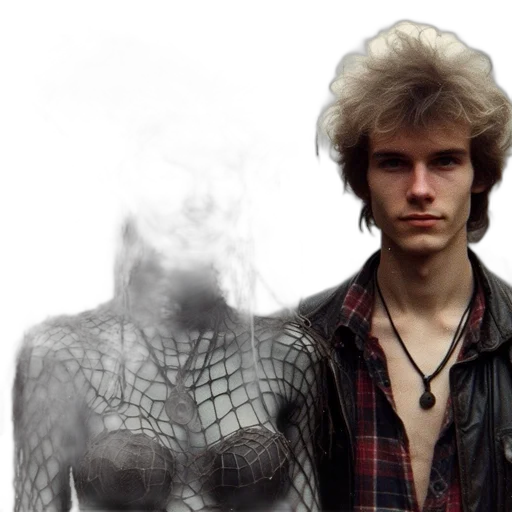 jacket, hair, face, robot transparent PNG cut-out