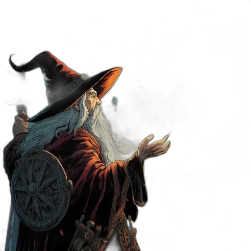dragon, hat, staff, sword transparent PNG cut-out