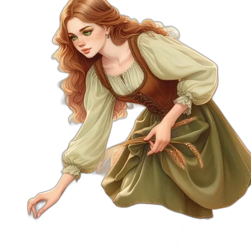 dress, staff, face, fantasy art transparent PNG cut-out