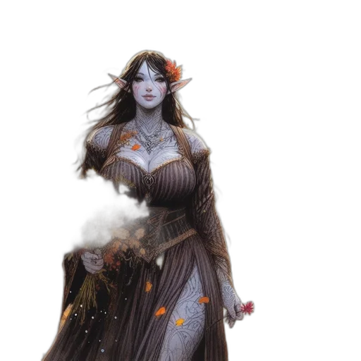 dress, fantasy art, concept art, comic book art transparent PNG cut-out