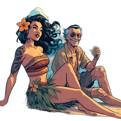 comic book art, concept art, underwater, beach transparent PNG cut-out