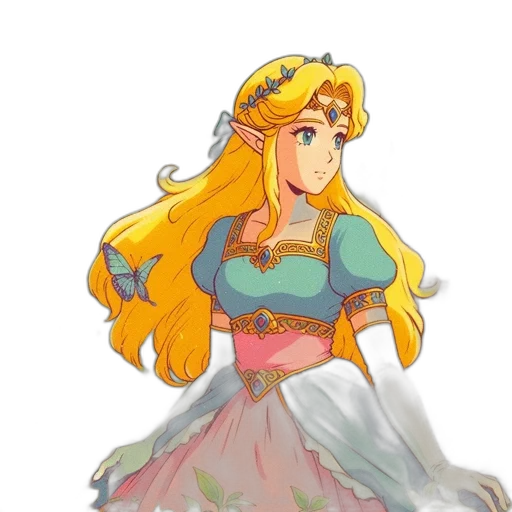dress, crown, staff, pixel art transparent PNG cut-out