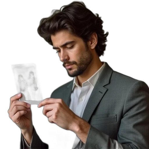 face, jacket, hair, staff transparent PNG cut-out