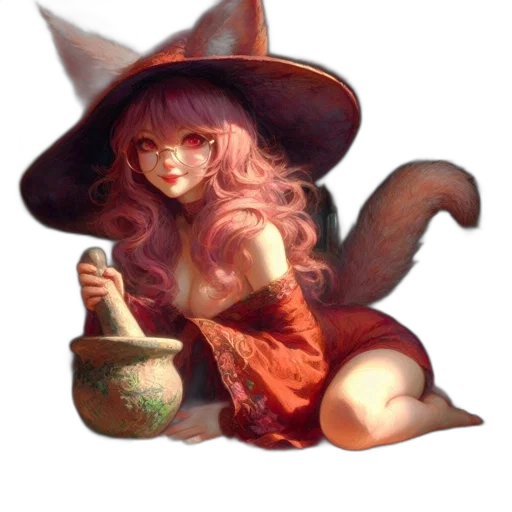 hat, staff, dragon, dress transparent PNG cut-out