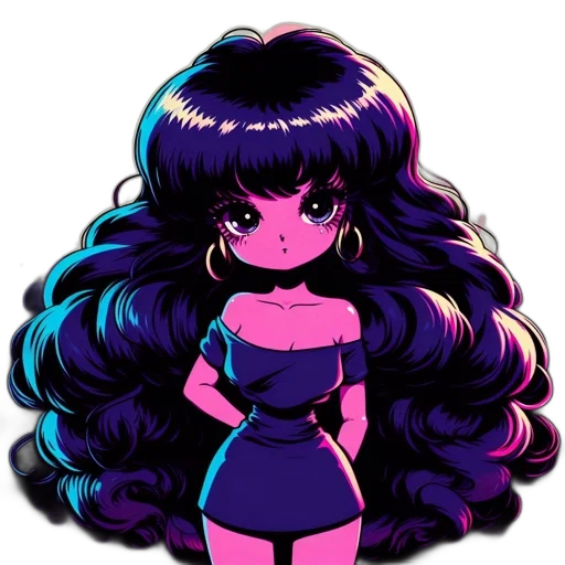 hair, dress, pixel art, vaporwave transparent PNG cut-out