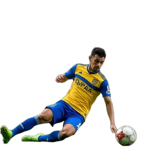 soccer, player, blue, yellow transparent PNG cut-out