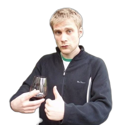 staff, bottle, jacket, face transparent PNG cut-out