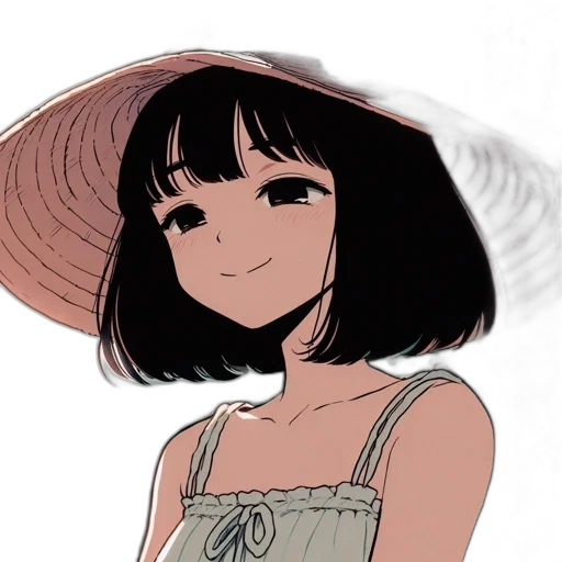 hat, dress, flower, face transparent PNG cut-out
