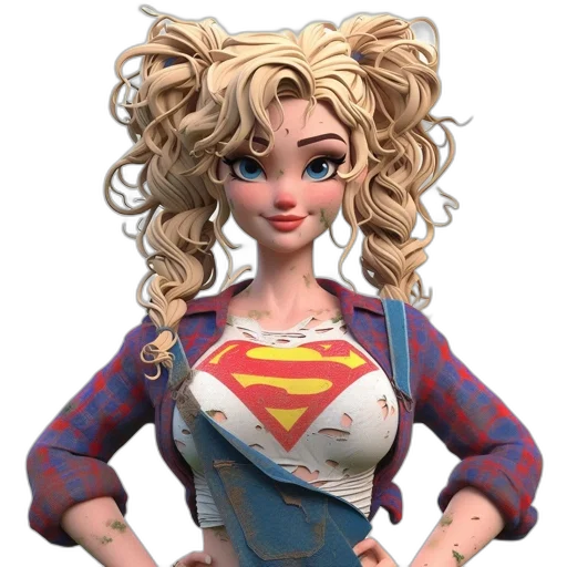dress, face, comic book art, 3d render transparent PNG cut-out