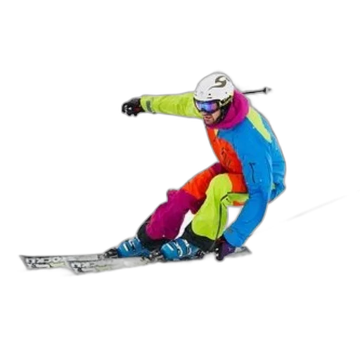 staff, jacket, skier, vibrant transparent PNG cut-out