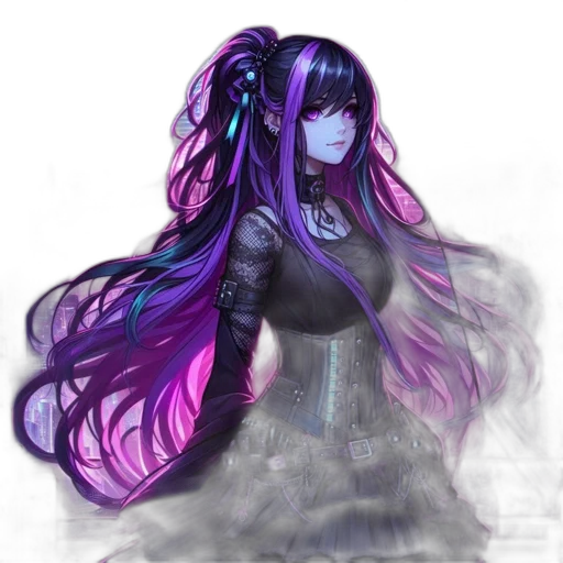 dress, hair, staff, mask transparent PNG cut-out