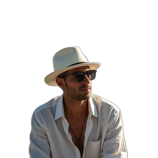 hat, jacket, staff, face transparent PNG cut-out