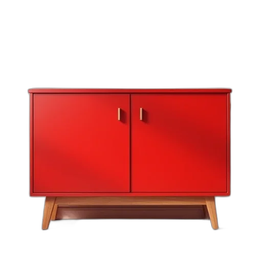 furniture, 3d render, red, sideboard transparent PNG cut-out