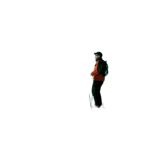 jacket, staff, robot, creature transparent PNG cut-out