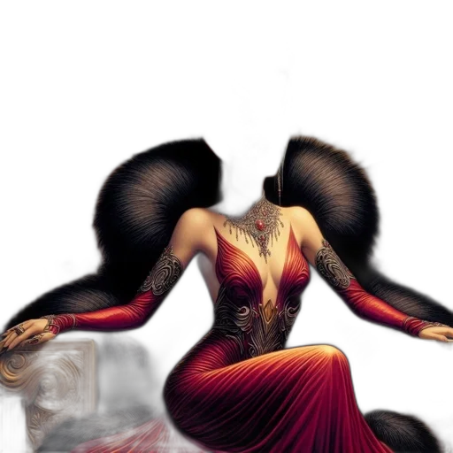hair, dress, creature, mask transparent PNG cut-out