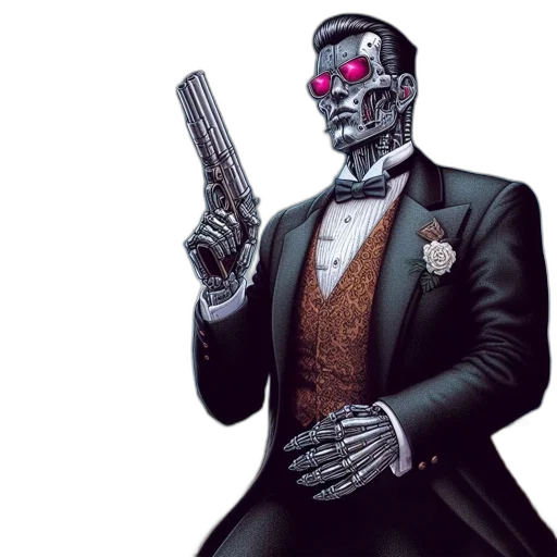 robot, concept art, cyberpunk, comic book art transparent PNG cut-out