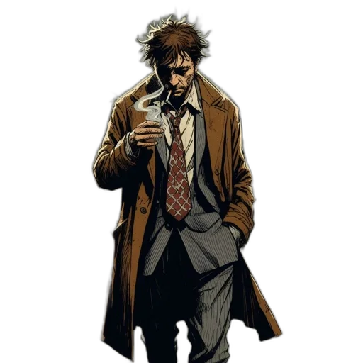 jacket, staff, weapon, comic book art transparent PNG cut-out