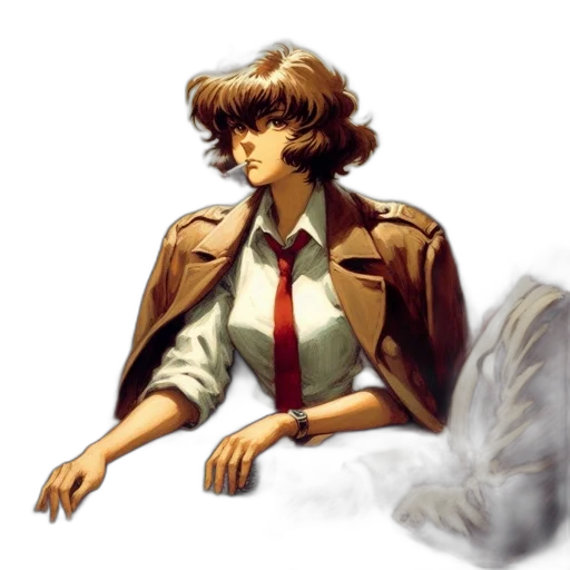 jacket, staff, face, comic book art transparent PNG cut-out