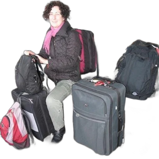 jacket, staff, woman, sits transparent PNG cut-out