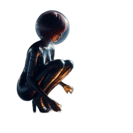 robot, creature, staff, hair transparent PNG cut-out
