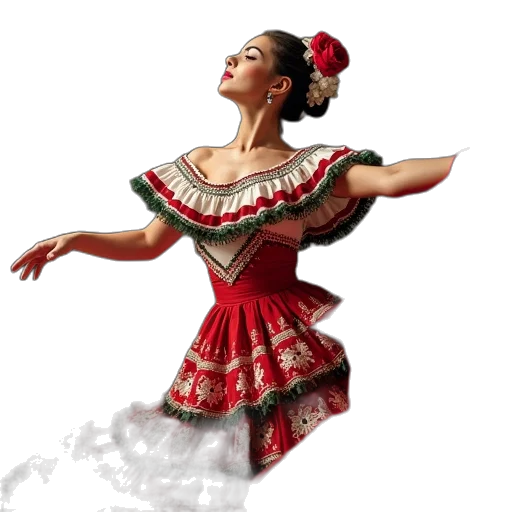 dress, photorealistic, oil painting, mexican transparent PNG cut-out
