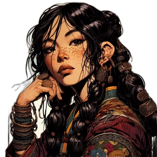 face, staff, dragon, jewelry transparent PNG cut-out