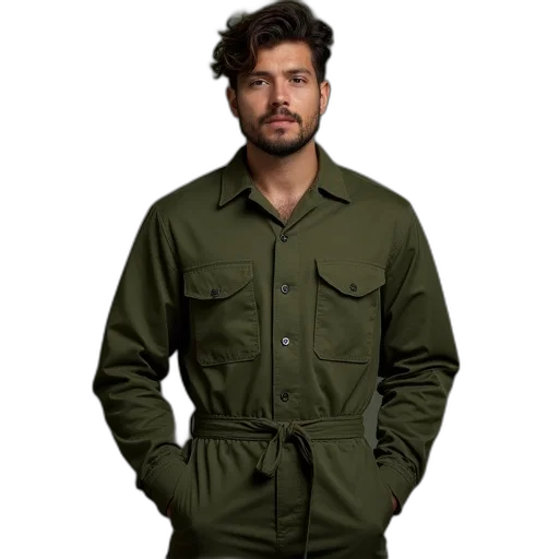 jacket, green, earth tones, man transparent PNG cut-out