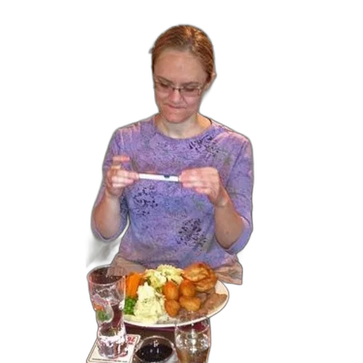 food, staff, photorealistic, woman transparent PNG cut-out