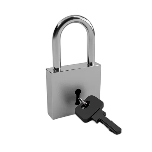 silver, metal, padlock, black transparent PNG cut-out