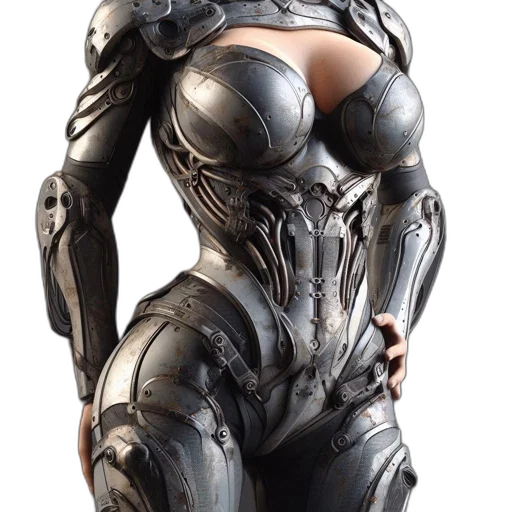 dress, robot, 3d render, concept art transparent PNG cut-out