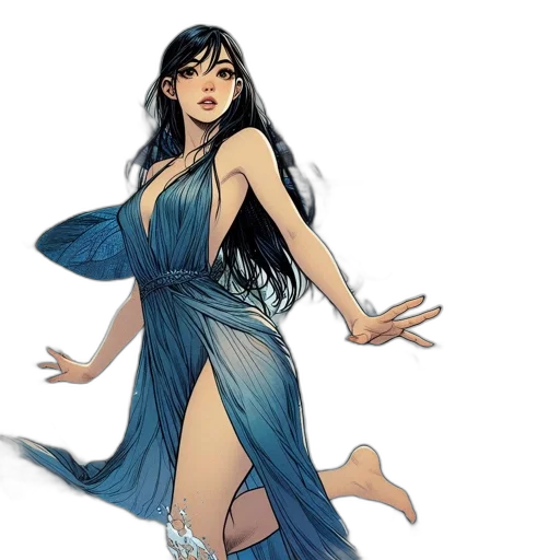 dress, concept art, comic book art, fantasy art transparent PNG cut-out