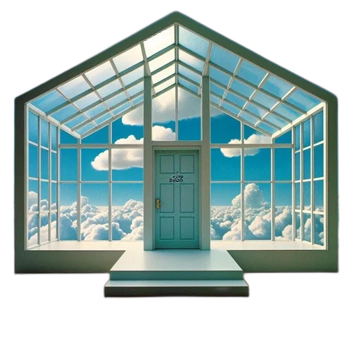 building, umbrella, furniture, 3d render transparent PNG cut-out
